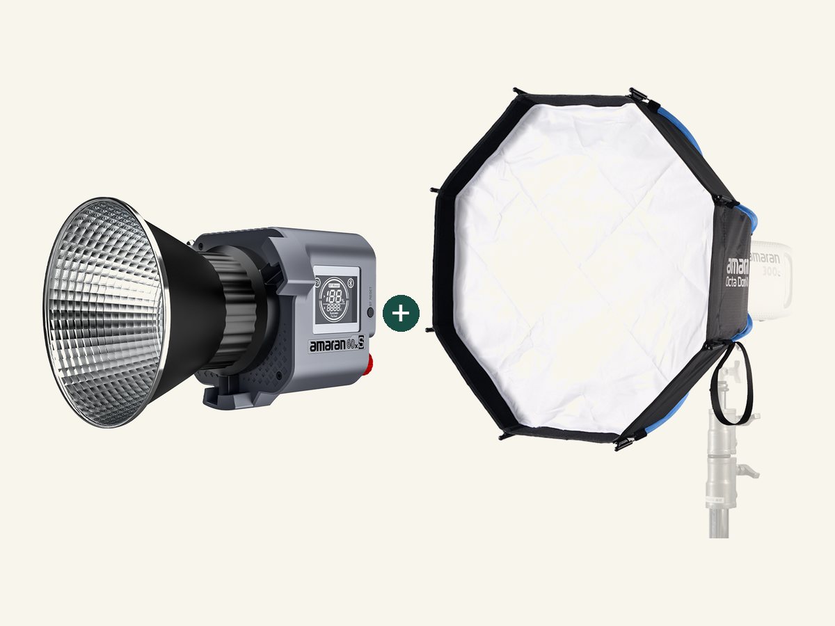 Amaran 60x S + softbox, shown with its softbox