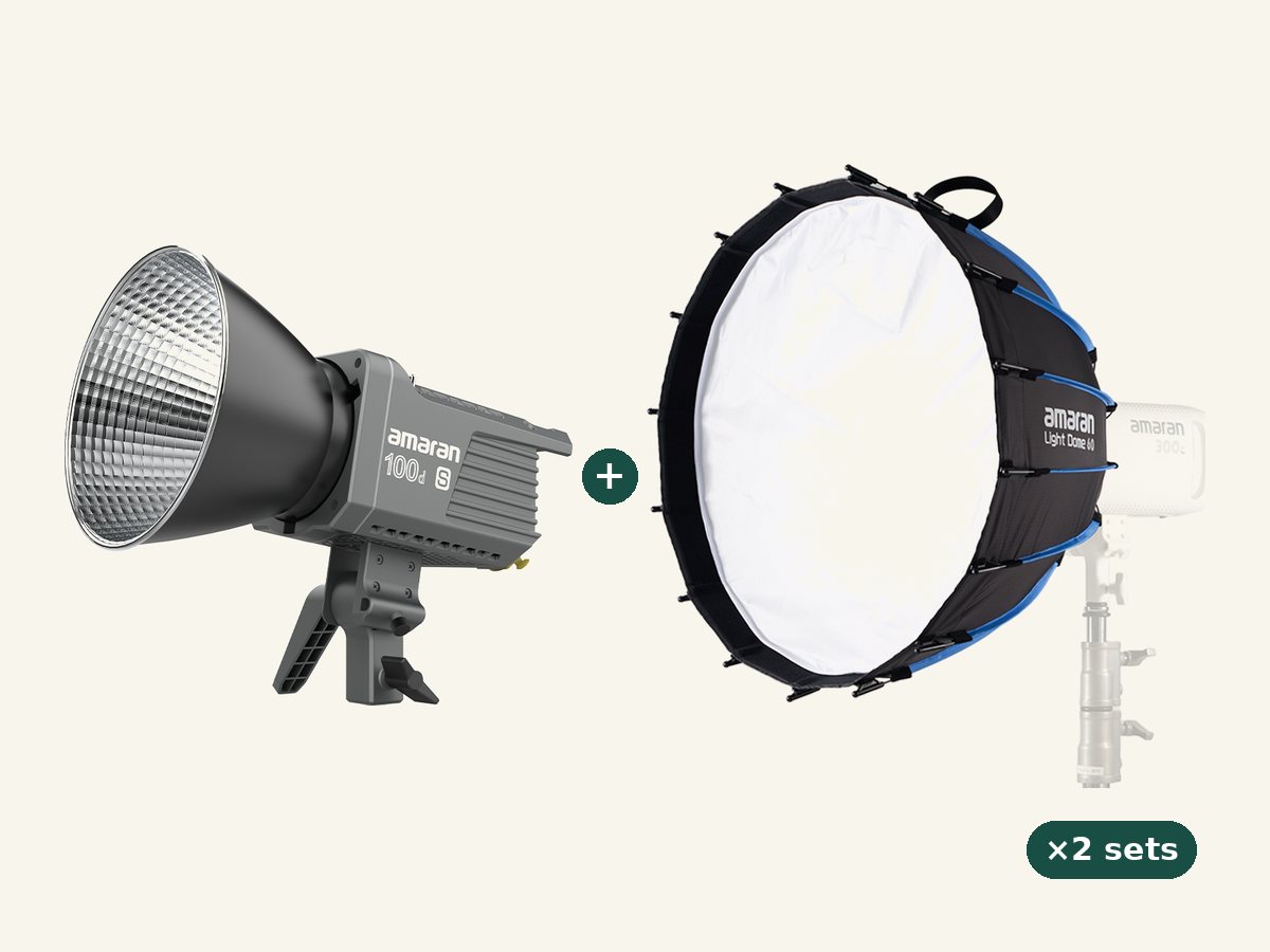 Two-light talking-head set, shown with its softbox